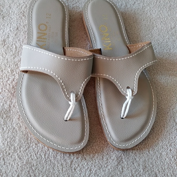 Kino Leather Key West Thong Sandals Flip Flops Key West, Florida 12 Gray - Picture 3 of 15